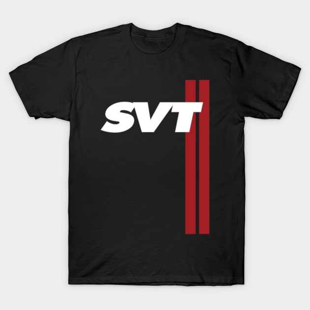 Mustang SVT Cobra RAPTOR USA SPECIAL VEHICLE TEAM RACING STRIPES T-Shirt by cowtown_cowboy